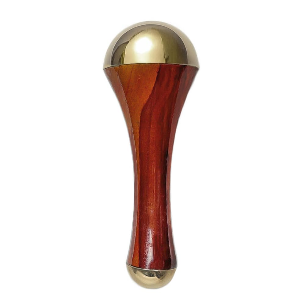 Kansa Wand masajeador facial y pie 3 metales y mango de madera - Desintoxicación y relajación profunda - Restaura el brillo de la piel - Varita de masaje para cuerpo y pies de cobre, zinc, estaño