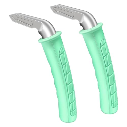 2 Pack Vehicle Door Assist Handle Compatible with U Shaped Door Locks - Alloy Steel Support Bar with 450 lb Load Capacity - Blue Non Slip Grip with Emergency Window Breaker Tool (Green)