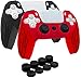 Produktbild 2 Stück PS5 Controller Grip Cover, Anti-Rutsch-Silikon-Schutzhülle für Playstation 5 DualSense Wireless Controller, mit 8 Daumengriff-Kappen (schwarz, rot)