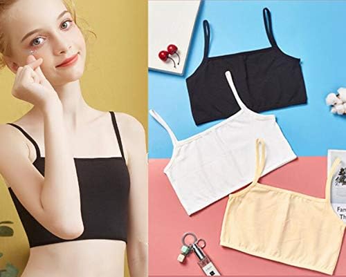 MANJIAMEI Girls Training Bra Cotton Spandex Cami Crop Bralette for Kids-3 Pack 5 41IfRBjmRSL. AC