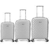 BENZI Juego de Maletas BZ5823LG 3 Piezas Rígidas Extensibles ABS, Plata