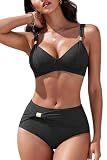 Costumi da Bagno Vita Alta: Il costume da bagno due pezzi curvy per le donne è progettato con un controllo a vita alta della pancia e modella il sedere, mentre lusinga meglio il vostro punto vita. Fate di voi stesse un bellissimo punto focale sulla spiaggia. Costume da bagno donna due pezzi mostra il tuo look sexy in estate.
