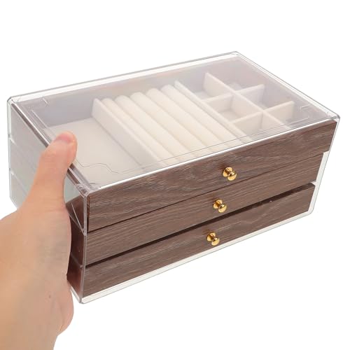 Boîte à bijoux en bois contre les colliers emmêlés VILLCASE 3 niveaux - 5