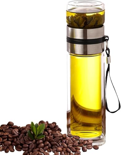 Image of Glass Tea Infuser Bottle Leak-Proof Travel Mug 800ml Tea and Water Separation Bottle Travel Tea Mug with Stainless Steel Filter Water Cup Outdoor Carrying Rope Herbal Loose Tea Home and Travel