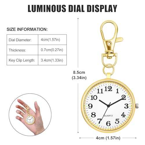 Image of Minimalist Ultra Thin Open Face Quartz Pocket Watch with Key Buckle Unisex Portable Unisex Pocket Watch