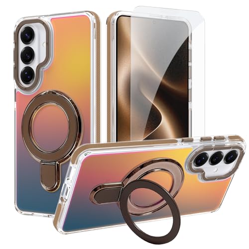 Image of Magnetic for Samsung Galaxy S26 Plus Case with Stand [Compatible with Magsafe] [Cute Fluorescent Design] [1 Screen Protector] Slim Translucent Matte Case for Galaxy S26 Plus 6.7 inch, Desert
