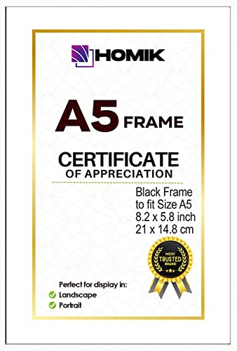 HOMIK A5 Photo Frame with Acrylic Safety Glass with Mat,Home Decor,Ideal for Gift and Wall Hanging,White