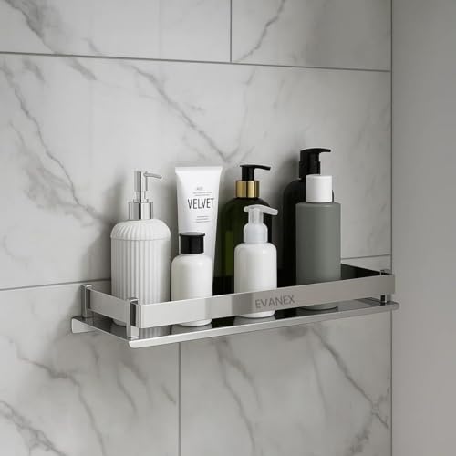 Image of EVANEX Bathroom Shelf | 5x15 Inch 304 Stainless Steel Wall Mount Bathroom Organizer Racks and Shelves | Multipurpose Storage Shelf for Toiletries and Bathroom Accessories