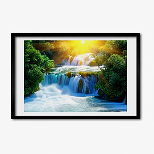 Cadre en Bois Chute d'eau Krka 60x40 | Créez une Ambiance Nature et Zen dans votre Bureau