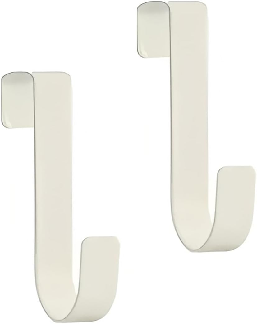 2 Pack Black J-Shape Metal Hooks, No Drill Cabinet Hook Easy to Install Drawer Hook for Small Kitchen Cabinet/Bathroom Drawer/Narrow Door Back
