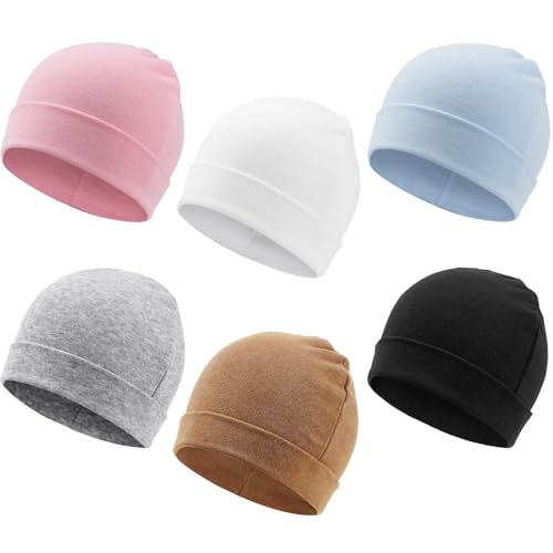 DRESHOW 6 Pièces Bébé Bonnet Nouveau-né Bambin Doux Mignon Tricoté Chapeau pour Bébés Unisexe Bonnets de Chapeau Hôpital Chaud pour Child Garçons et...