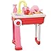 Gaoominy Jeu de Simulation de Jeu de Lave-Vaisselle de Cuisine Jouet avec Bo？Te de Chariot Simulation éVier de Lavage à l'eau éLectrique Jouet éDucatif pour Enfants - Rose