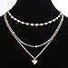 Produktbild Jovono Boho Mehrschichtige Herz Anhänger Halsketten Mode Perlen Halskette Kette Schmuck für Frauen und Mädchen (Gold)