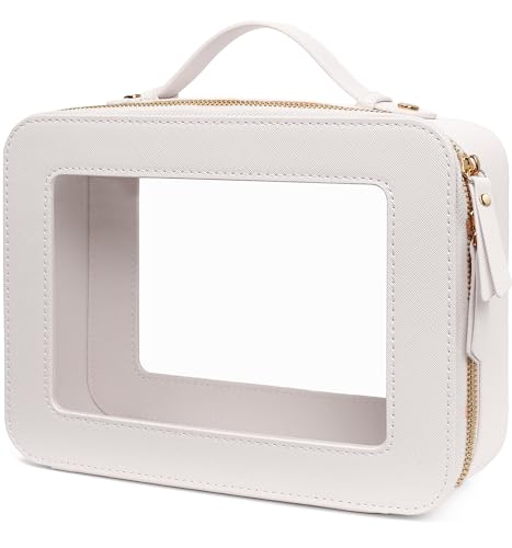 Image of LETGO Clear Makeup Bags - TSA Approved Toiletry Bags with Zipper, Makeup Organizer for Carry-on Travel Essentials, Cosmetic Bags for Women & Men (Large White)