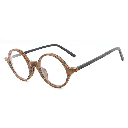 Juleya Holzbrillen für Männer Frauen - Mode Brillen Runde Brillengestell 1229YJJ14 Cover