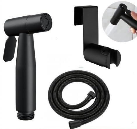 Handheld Bidet Spryer for toilet Spryer | Paperless Washing Shattaf Head 304 Grade Stainless Steel Bathroom Jet Spray Set Features: Heavy-duty and durable, 120cm (Black)