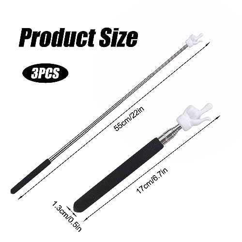 3 peças de ponteiros telescópicos para professores, mini bastão extensível à mão, ponteiro retrátil