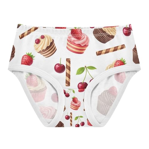 Cute Chocolate Strawberry Cupcakes Cotton Toddler Underwear, Cotton Underwear Girls, 2T–8 Years