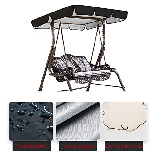 Wulee Outdoor Porch Swing Canopy Waterproof Top Cover, Garden Patio Swing Seat Replacement Canopy Awning Canopy Cover (77'' X 49'', Canopy Only) (Black) #TOP2