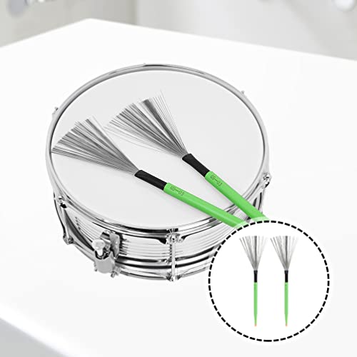Vaguelly 1 par de brochas de tambor de acero al carbono con mango para tambores jazz, palillos retráctiles para mayor volumen y articulación, diseño compacto para almacenamiento fácil miniatura 2