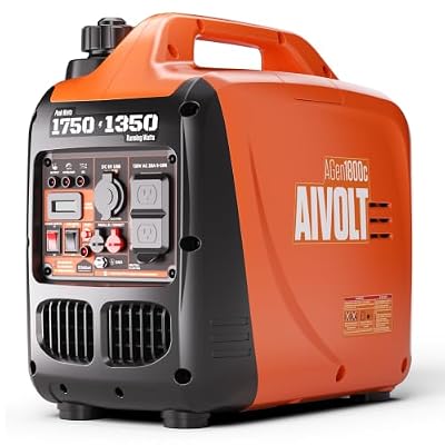 AIVOLT Portable Inverter Generator 1750W, Super Quiet 52dB Gas Generator for Camping & Home Backup, 26lbs Lightweight, CO Shutdown Sensor, ECO Mode, Clean Electricity, EPA Compliant