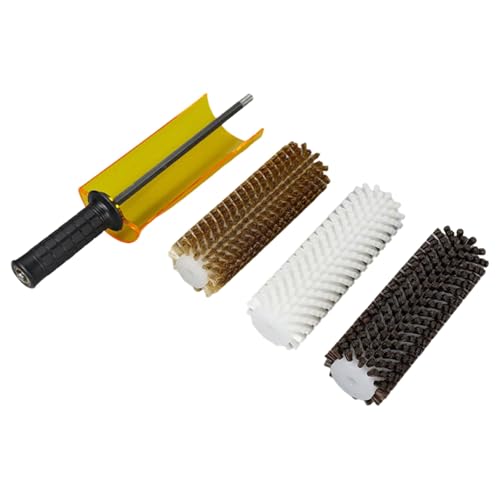 Snowboard Waxing Roller Brush, Ski Snowboard Roto Brush Kit, 3Pcs Waxing Kit (Brass, Horse Hair and Nylon), with Axle-Shield, fo