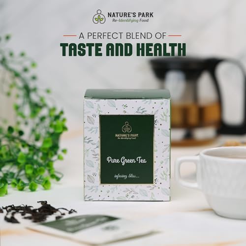 Image of Nature's Park Pure Green Tea - 20 Tea Bags - Rich in Antioxidants - Boosts Immunity, Detoxifying & Reduces Waist - Made with 100% Natural & Fresh Long Leaf - Herbal Tea - 150 gm