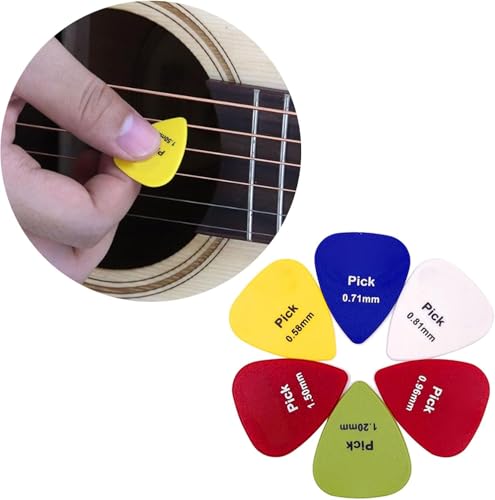 Image of 24 Pcs guitar picks for acoustic guitar & Electric Guitar Pick with 6 Thickness Levels and Clear Storage Box Perfect for Beginners & Professionals Plectrum Guitar Pick for Guitar Ukulele Pick