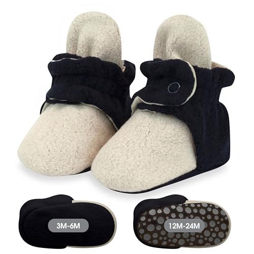 Image of Zutano Baby Boys' Cozie Fleece Baby Booties With Grippers