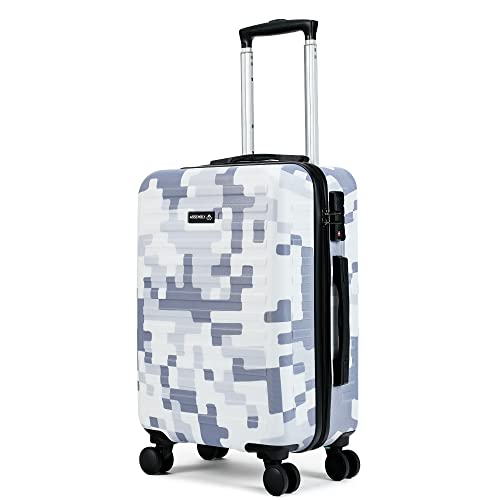 Image of THE ASSEMBLY Polycarbonate Cabin Spinner Trolley Bag Small (55 Cms)-Hard-Sided Printed Luggage For Travel With Tsa Lock-20 Inches-Grey Camouflage