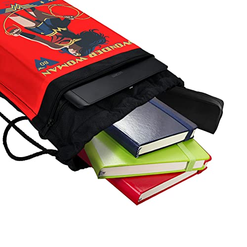 LOGOVISION Wonder Woman 80Th Stance Drawstring Backpack Sports Bag Sackpack 17" x 13", Perfect for Gym, Yoga or Practice4