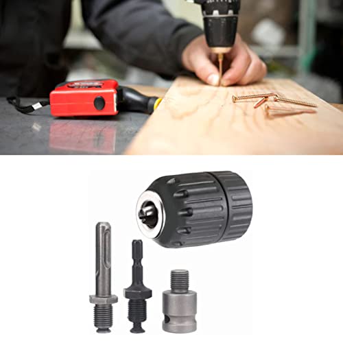 Drill Chuck Adapter Set, 4Pcs 10mm Impact Drill Chuck with Round Hex Shank Connection Rod Electric Wrench Converter for Impact Driver Screws Nuts Drill