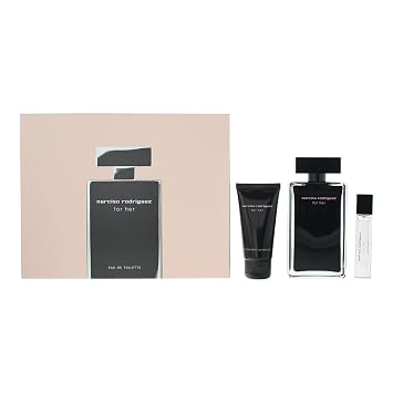 Narciso Rodriguez For Her EDT Gift Set Eau de Toilette 3.3 Fl. Oz + EDT mini 0.33 Fl. Oz + Body Lotion 1.6 Fl. Oz