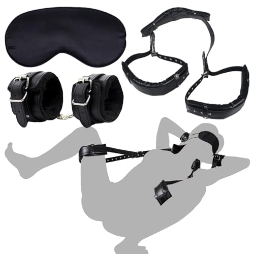 現役SM嬢監修 SMグッズ アダルトグッズ M字開脚拘束具ベルト 手枷 アイマスク 保存袋付 - 画像1