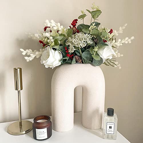 Yanwe1 Large Vase, Body Vase, White Ceramic Vase, Boho Vase, Decorative Vase, Modern Farmhouse Decor, Tall Matte Vase For Living Room, Bedroom, Bookshelf, Mantel, Fireplace, Coffee Table, 10 Inches #TOP4