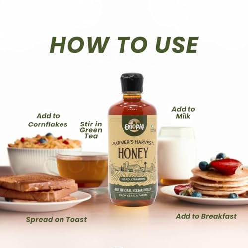 Image of Eatopia Farmer's Harvest Honey 1 kg | Squeeze Bottle | Natural Ayurvedic Immunity Booster | 100% Natural & Pure Honey | No Added Sugar | No Adulteration | Nectar Honey | Pack of 2 with 500g Serving each