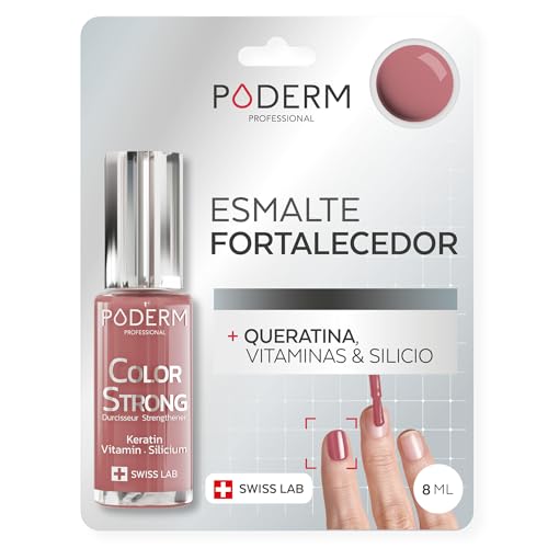 PODERM Esmalte Fortalecedor de Uñas - Palo de Rosa | Repara y Fortalece Uñas Dañadas y Debilitadas por Esmaltes Semipermanentes | Biotina, Silicio y Queratina | Desarrollado por un Podólogo en Suiza