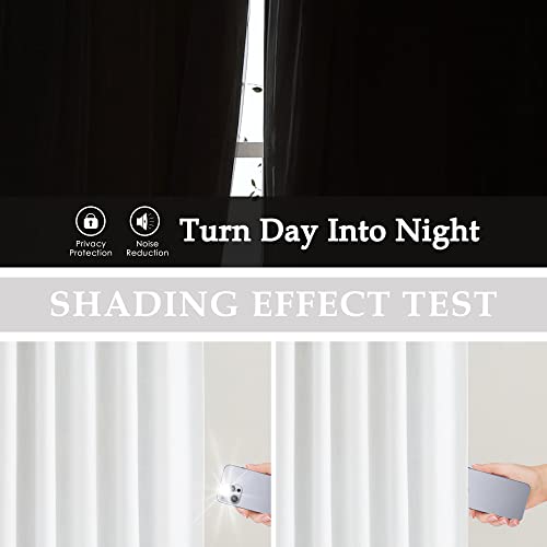 Image of Vision Home White Pinch Pleated Full Blackout Curtains Thermal Insulated Window Curtains 63 inch for Living Room Bedroom Room Darkening Pinch Pleat Drapes with Hooks Back Tab 2 Panel 40 inch Wx63 L