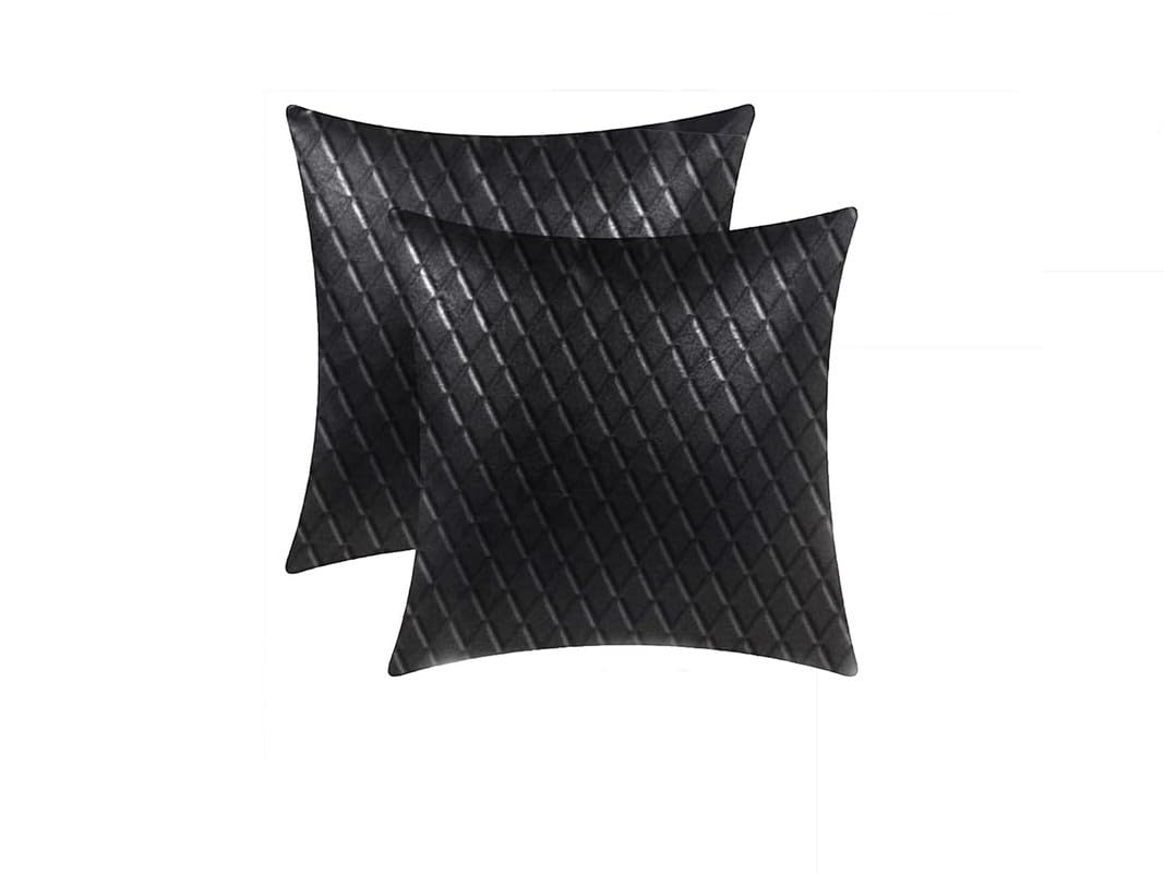 auto oprema (award winner at india's rising star 2024)® car 7d leather cushion and neck rest set with filling inside, black colour check design pack of 4 for jaguar xjl.