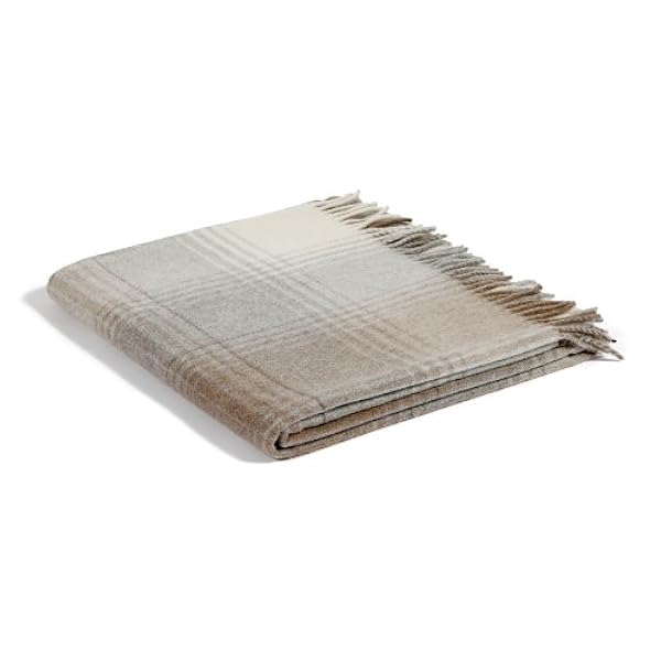 biederlack Cosy & Luxury Plaid, Lana, Check Beige, Singolo, 130x170 cm