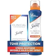 Secret Clinical Strength Antiperspirant Deodorant for Women, Stick + Spray Bundle, 3X Stress/Swea...