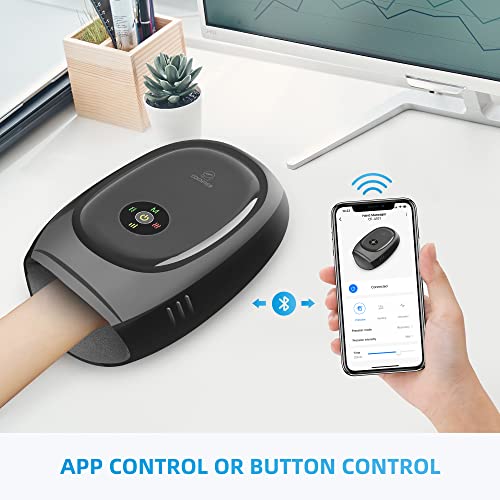 Comfier Hand Massager Machine,Electric Wireless Hand Massager With Heat & Compression, Vibration,App Control Pressure Point Wrist Finger Massager For Arthritis & Carpal Tunnel,Pain Relief,Gifts(Black) #TOP3