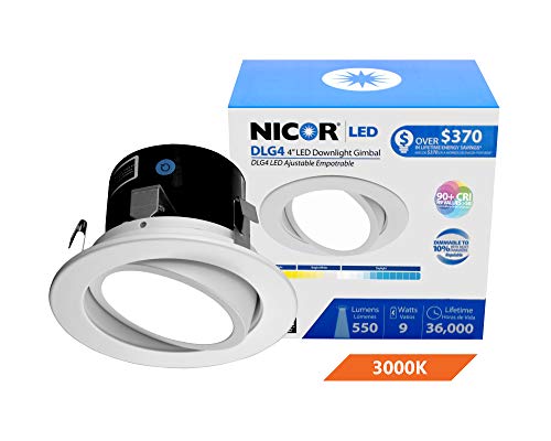 Nicor Lighting 4 Inch Led Gimbal Downlight Retrofit Kit In 3000K (Dlg4-10-120-3K-Wh) #TOP7
