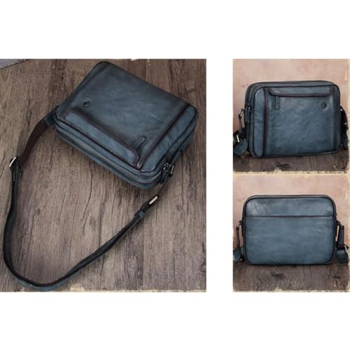 Mens Genuine Leather Shoulder Bags Casual Daypacks Waist Packs Messenger Bags Crossbody Bags Travel Bags 10.6 Inch(Gray)2