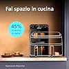 Philips Airfryer Serie 4000, Friggitrice ad Aria Doppio cestello Verticale da 10L, Tecnologia RapidAir, Funzione Sync, Rivestimento in ceramica no PFAS, Finestre, 45% più piccola (NA460/00)