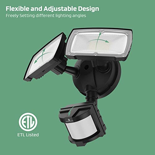 GLORIOUS-LITE LED Security Lights Motion Sensor Light Outdoor, 28W 3000LM Motion Security Light, 5500K, IP65 Waterproof, 2 Head Motion Detector Flood Light for Garage, Yard, Porch (Not Solar Powered) - Thumbnail 7