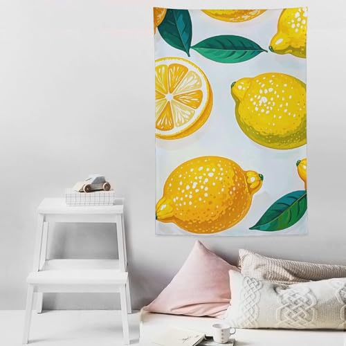 Tenture murale citrons haut de gamme : décoration textile salon chic