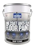 SIRAMICO COATINGS One Coat Anti-Slip Floor Paint | 5 Litres | 5 Modern Colours I Waterbased, Quick Drying Formula | White, Black, Greys (Black, 5 Liters)