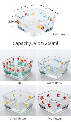 Yaocoral 9 Oz Mini Flower Candy Dish Cute Floral Candy Bowl Small Square Glass Bowl For Dessert,Snack,Fruit,Icecream,Yogurt,Dipping,Side Dishes,Clear Kitchen Prep Serving Bowl thumb #1