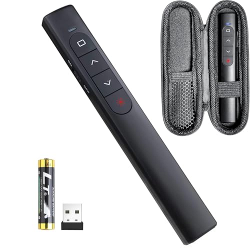 Image of Presentation Clicker with Case,Wireless Presenter Remote with Laser Pointer Hyperlink & Volume Remote Control PowerPoint Office Presentation Clicker for Keynote /PPT /Mac /PC /Laptop(Battery Included)